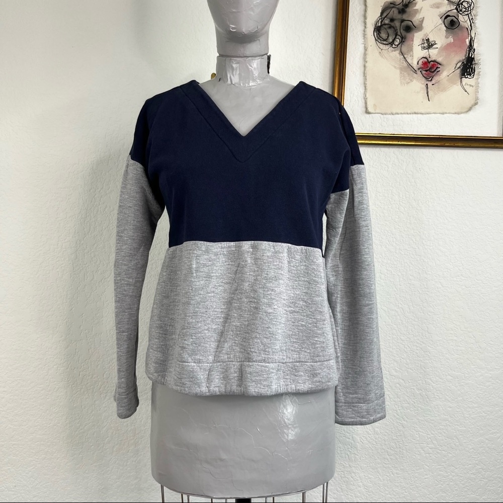 Madewell Crosswalk Pullover V Neck Color Block Sweatshirt